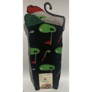 Panama Jack Men's Golf Crew Socks (SIZE 8 -12) Novelty 2pk Flag-hole Design New